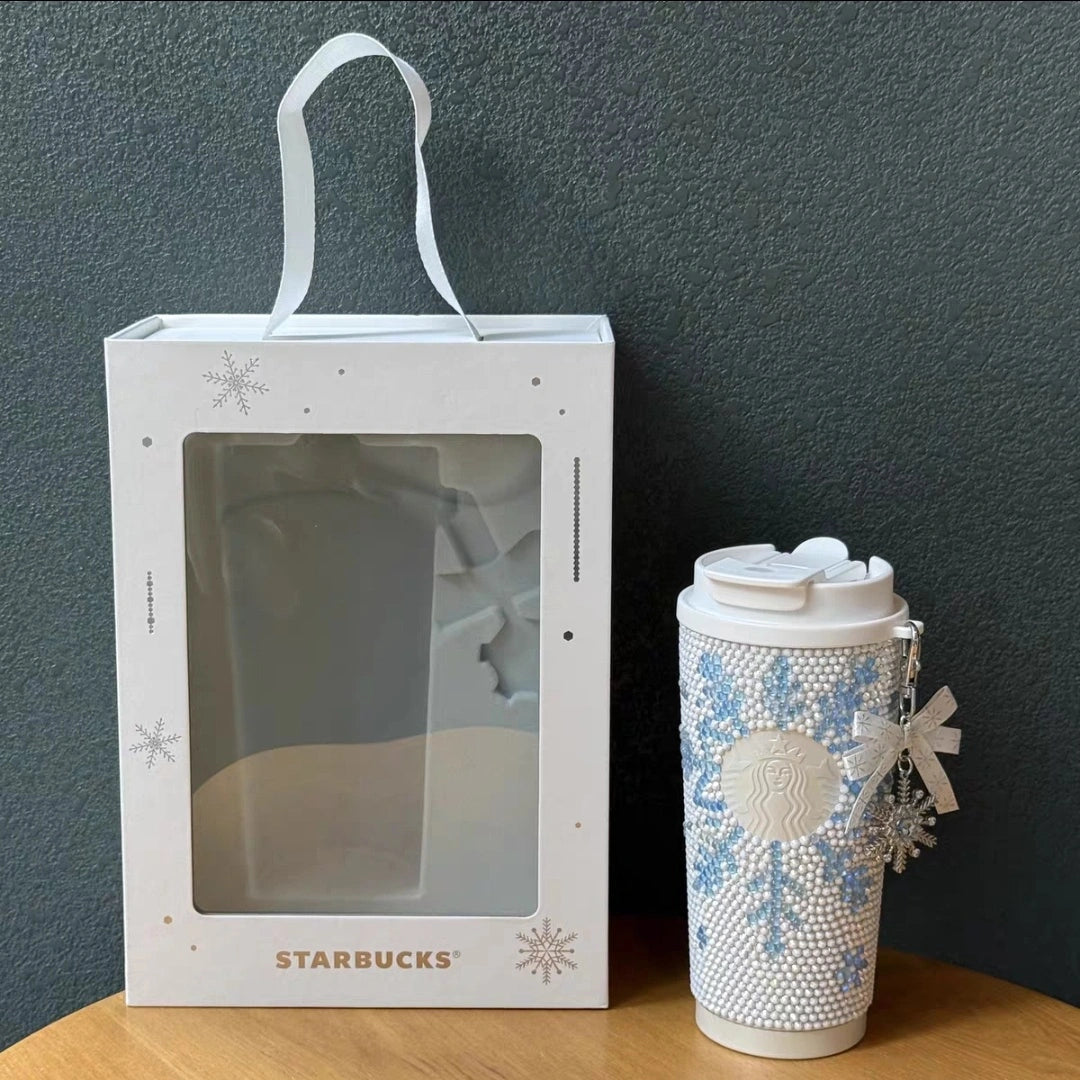 starbucks Snowlit Wonderland Snowflake Rhinestone SS Cup with box