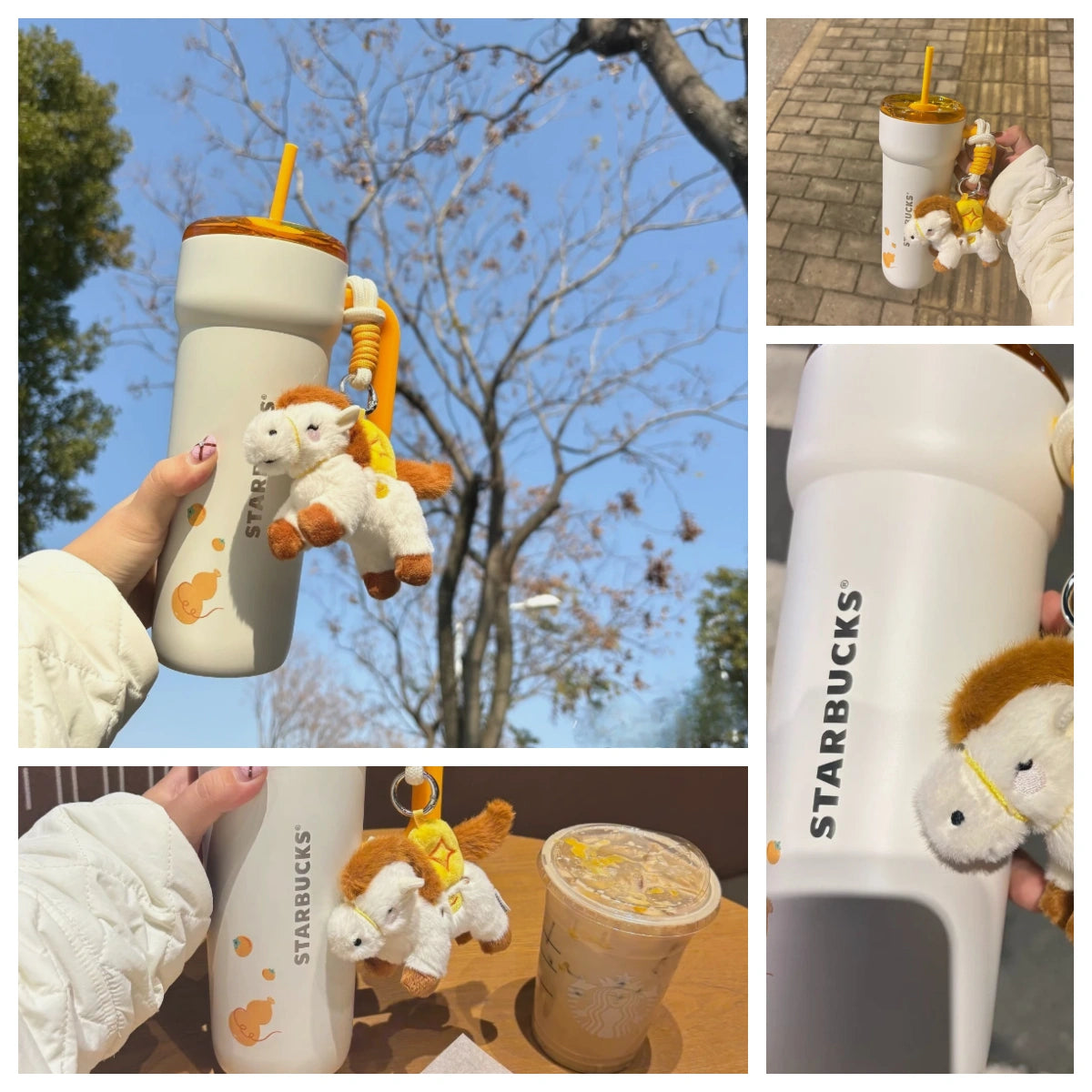 starbucks Lunar new Year of Horse 27oz Straw SS Cup with Ponny Pendant