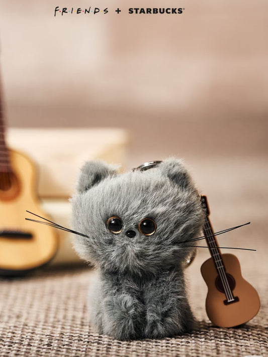 Starbucks Korea+Friends Co-Branded Gray Cat Keychain Ornament Display