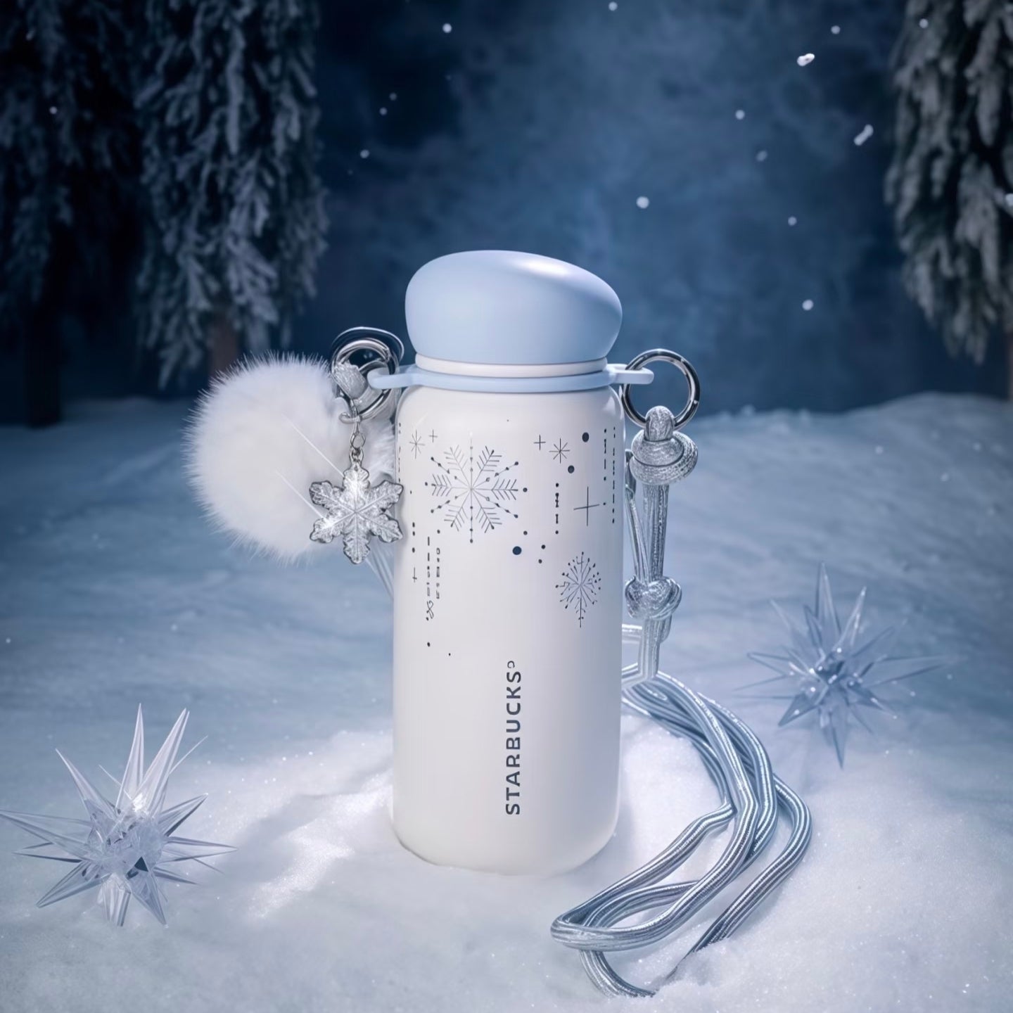 Starbucks Snowlit Wonderland Portable Stainless Steel Cup 420ml front