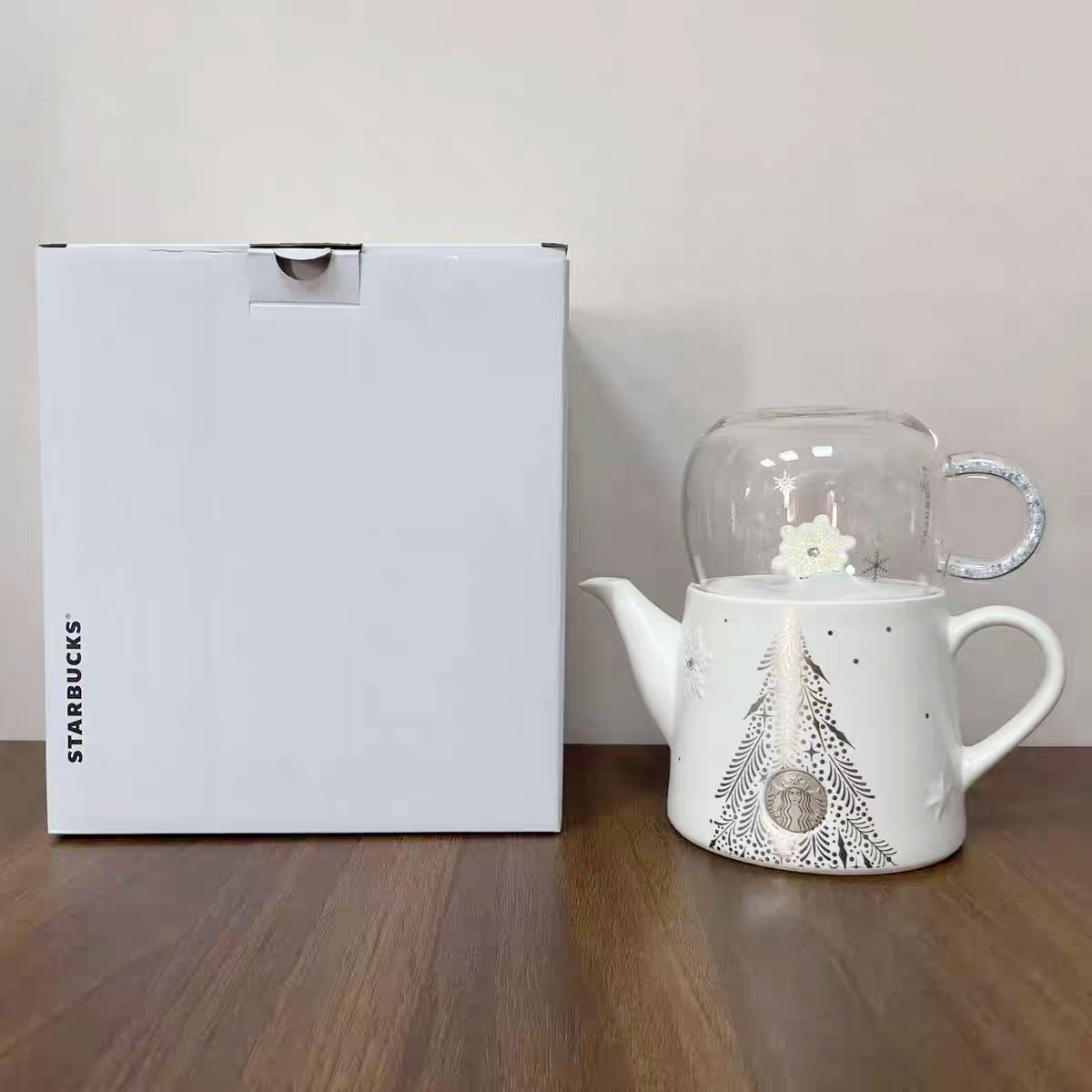 Starbucks 2025 China Winter Snowlit Wonderland SnowFlake Teapot Set with box