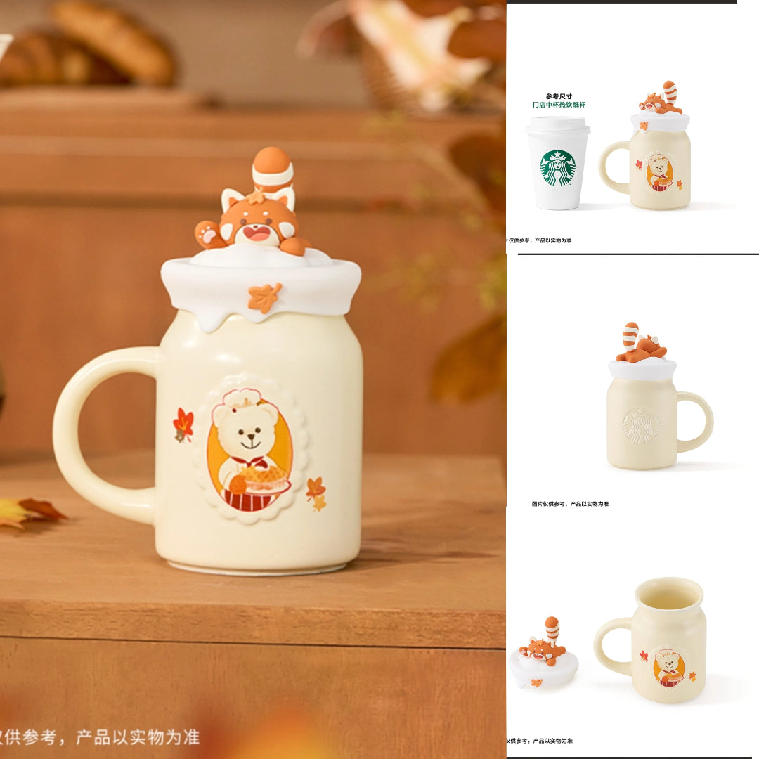 Starbucks 435ml Ceramic Mug With Red Panda Lids