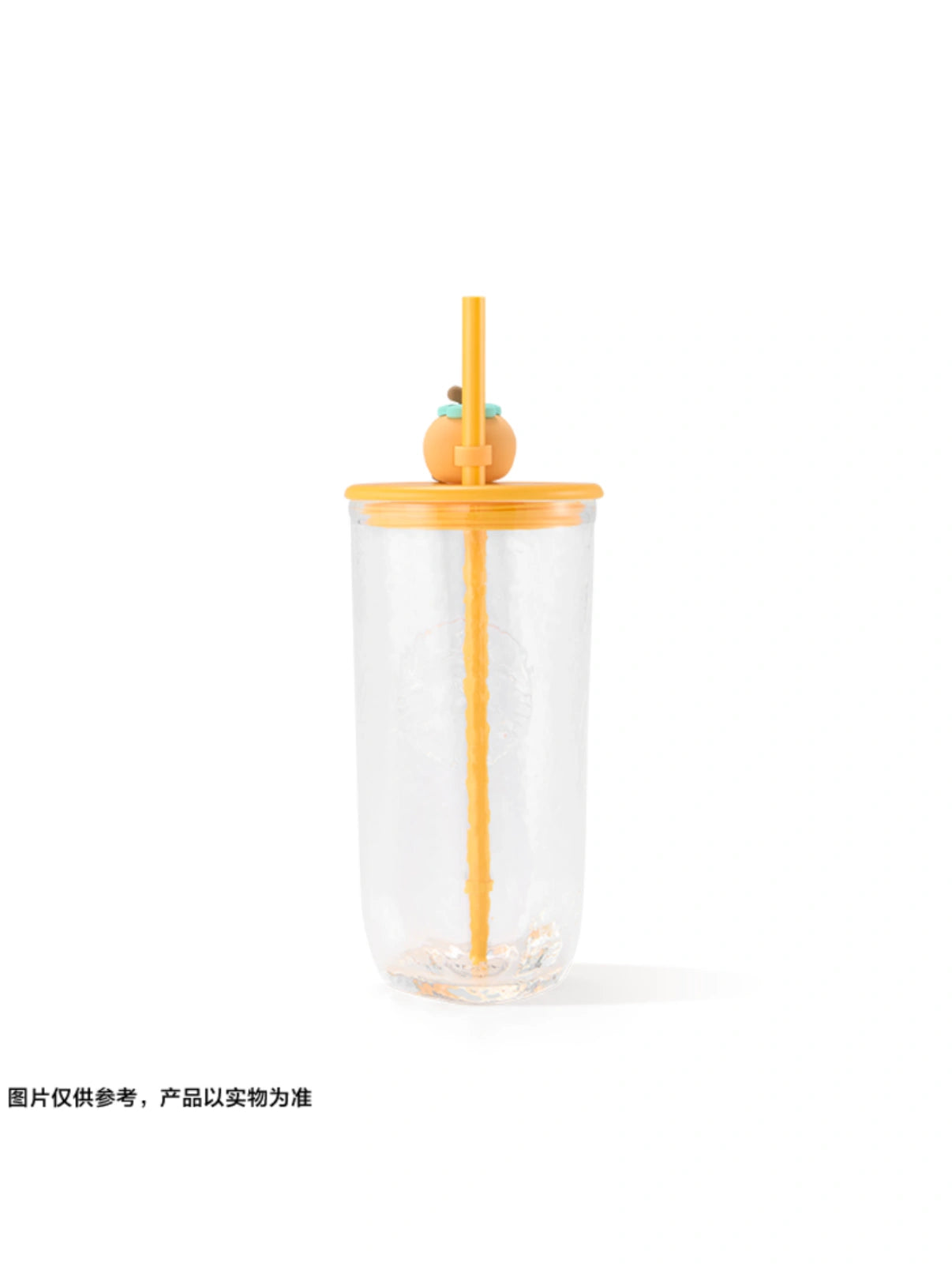 starbucks Ice Cracle pattern designed galss straw cup with persimmom topper