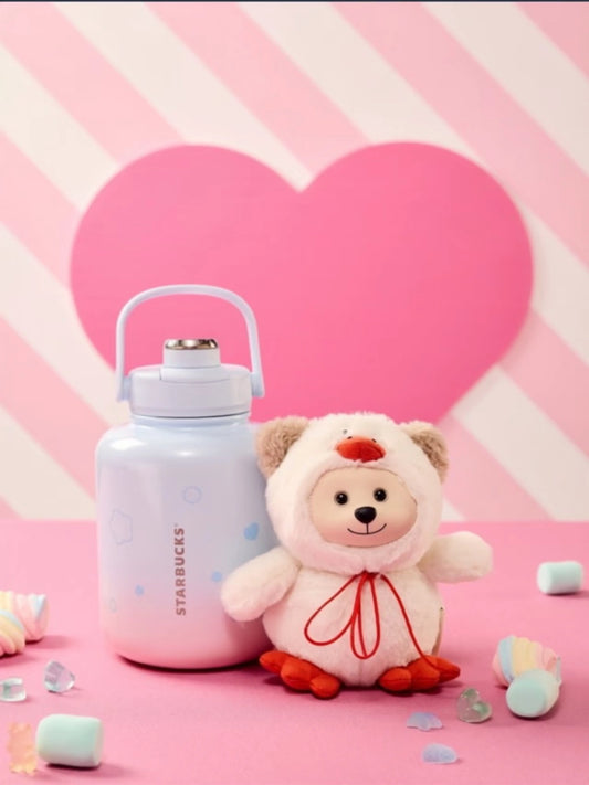 STARBUCKS Valentines Venti stainless steel tumbler with vinyl plush charm Display