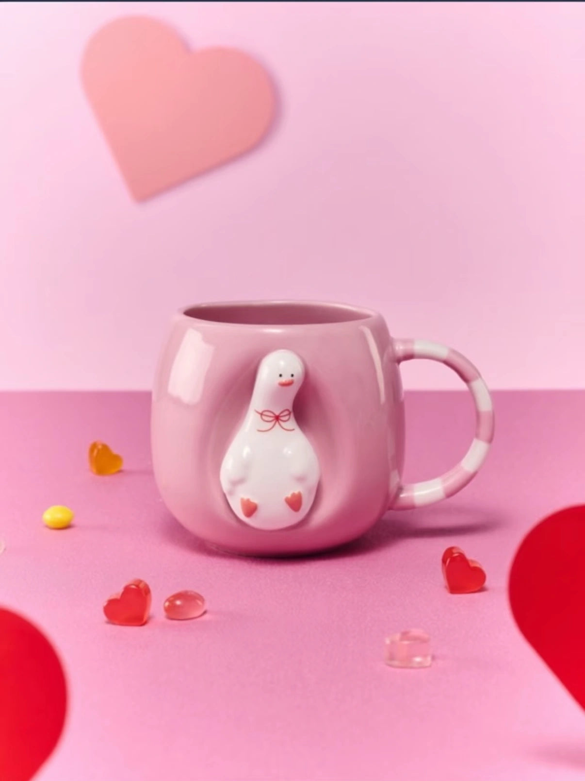 Starbucks 2026 China Valentines Puffy Duck Ceramic Mug 400ml Offcial Display