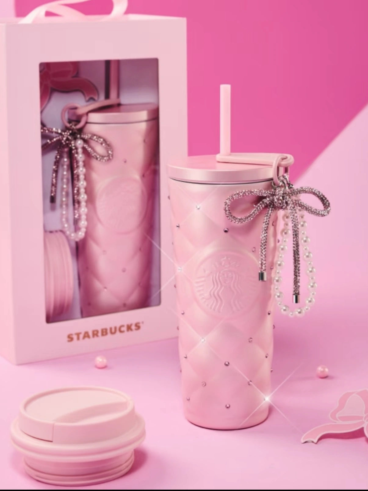 Double-Lid Stainless Steel Diamond Tumbler with box display