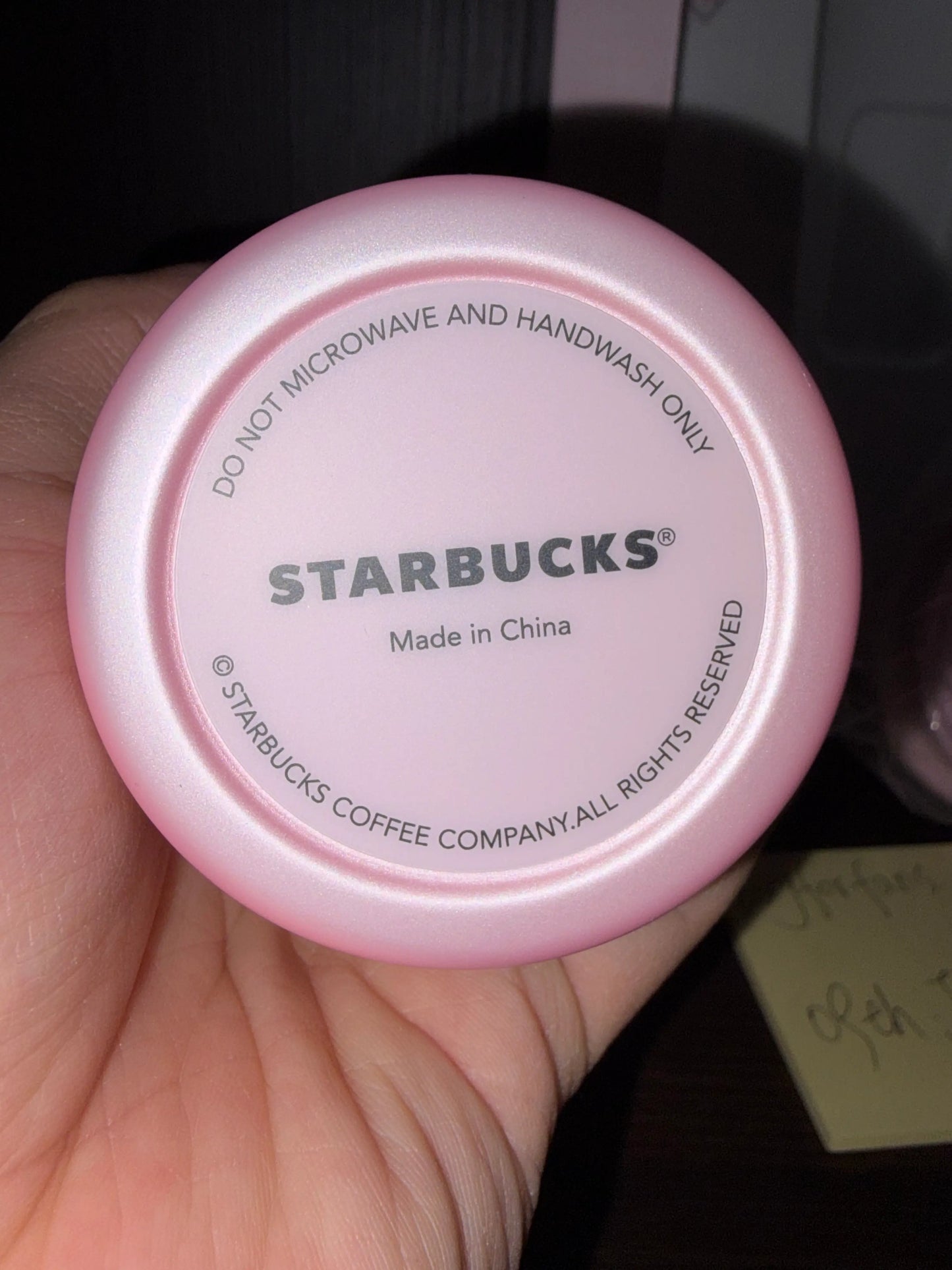 Bottom view of Starbucks 2026 China Valentine’s Puffy Duck stainless steel diamond tumbler label