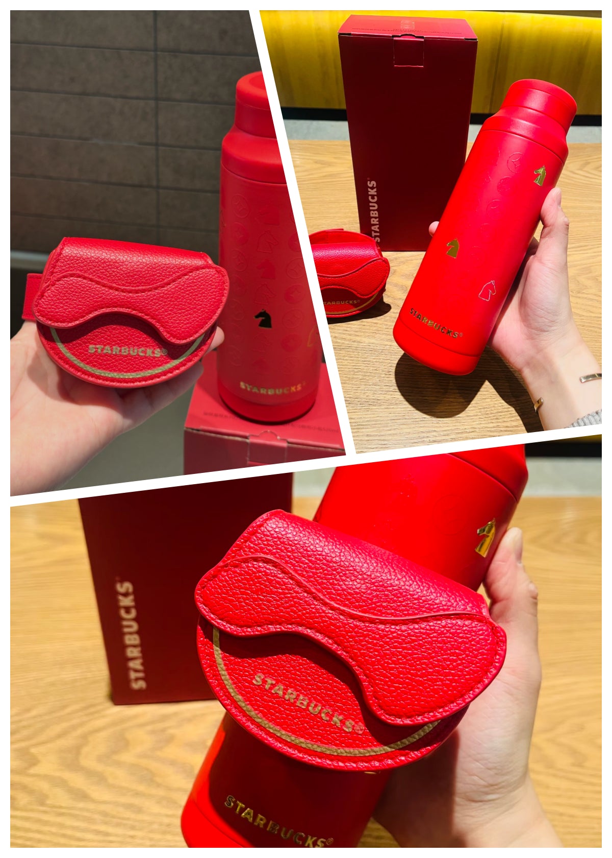 STARBUCKS LUNAR NEW YEAR Red Cup with Tea Strainer and Saddle Bag ON HAND