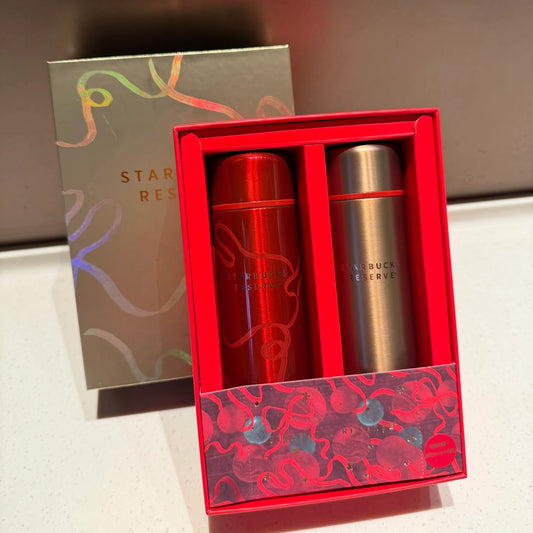 Starbucks Reserve Holiday SS Gold&Red Tumbler Set 145ml*2 unboxing
