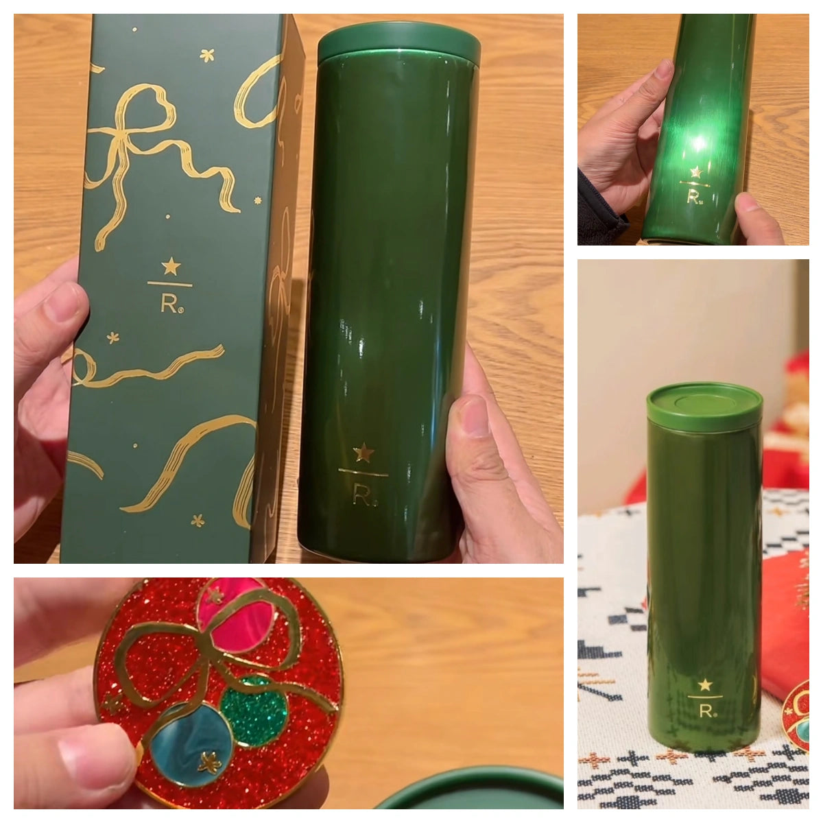 Starbucks China 2025 Reserve Holiday SS Green Cup Display