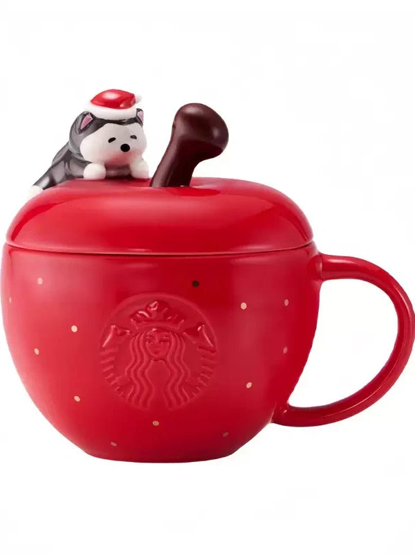 starbucks red apple shape ceramic mug display