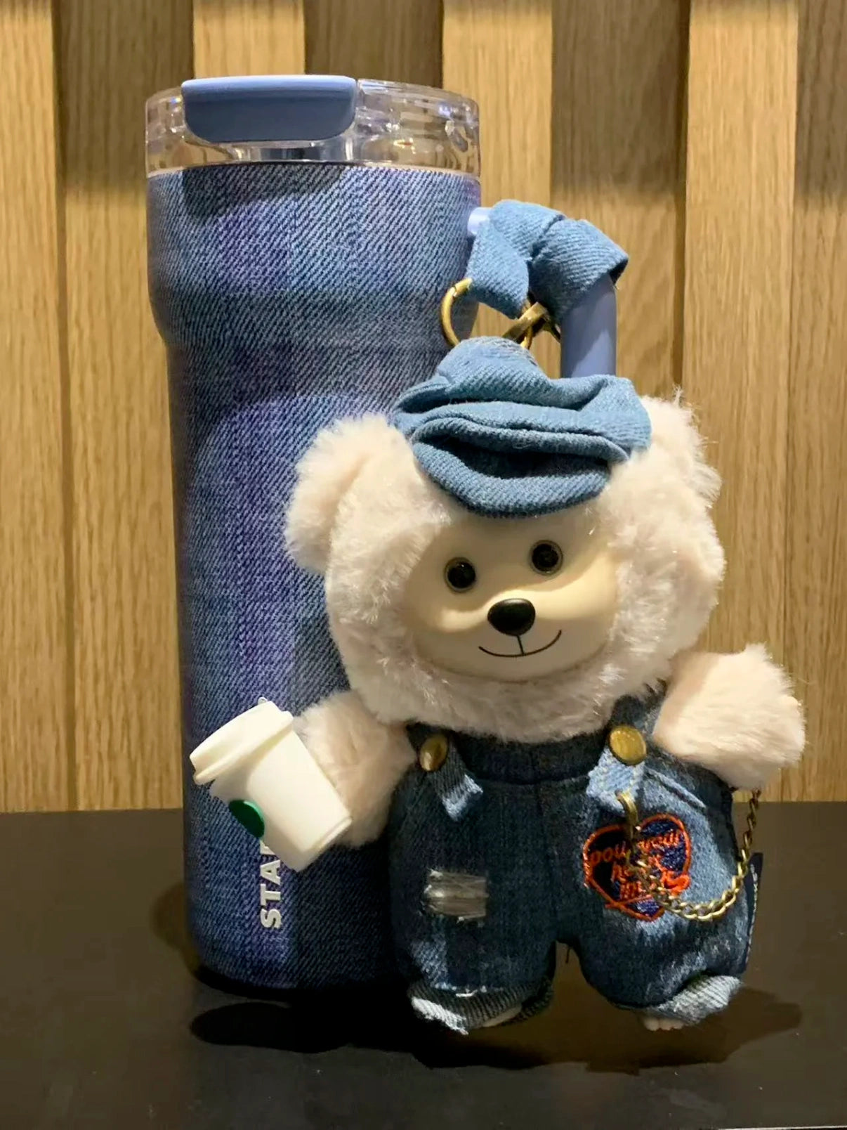 Starbucks China 2026 Denim 690ml Stainless Steel Tumbler with Bearista Pendant