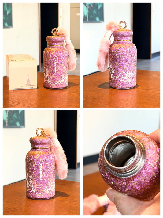 starbucks china 2026 good luck coral colored titanium tumbler 310ml display