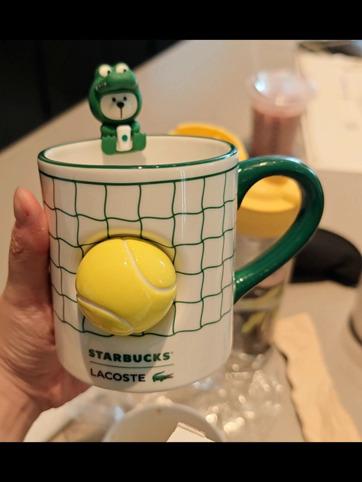 Starbucks China 2026 x LACOSTE 360ml Green Mug with Bearista Stopper