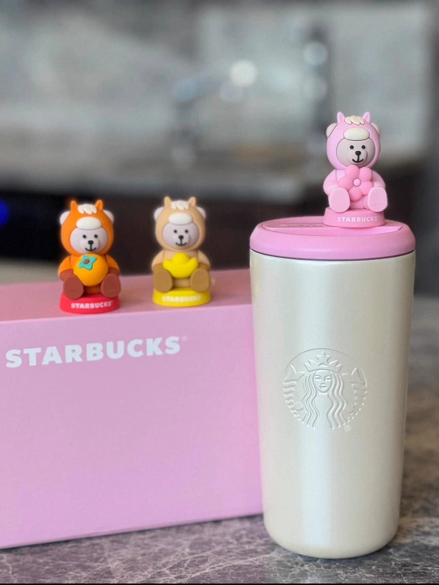 starbucks new year Stainless Steel Cup with Replacement Magnetic Lid Rotating Tabletop front view