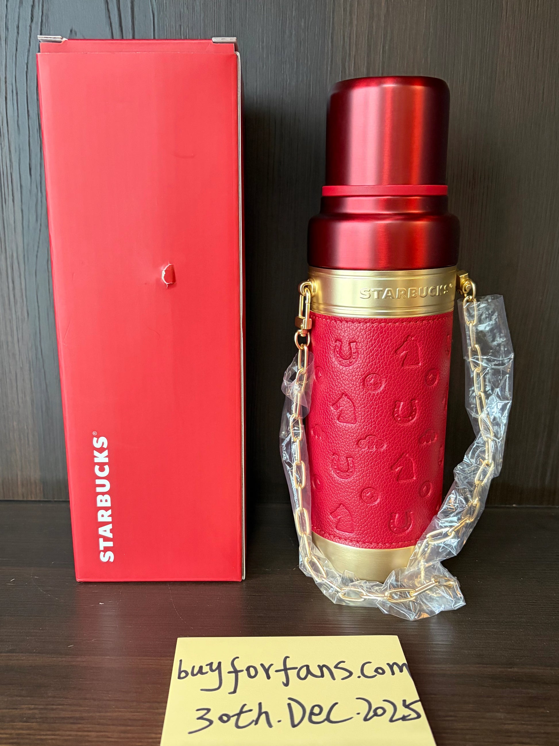 Starbucks 2026 China New Year of Horse red SS thermos cup 580ml with chain WITH BOX