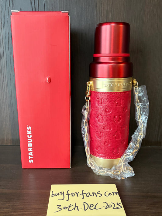 Starbucks 2026 China New Year of Horse red SS thermos cup 580ml with chain WITH BOX
