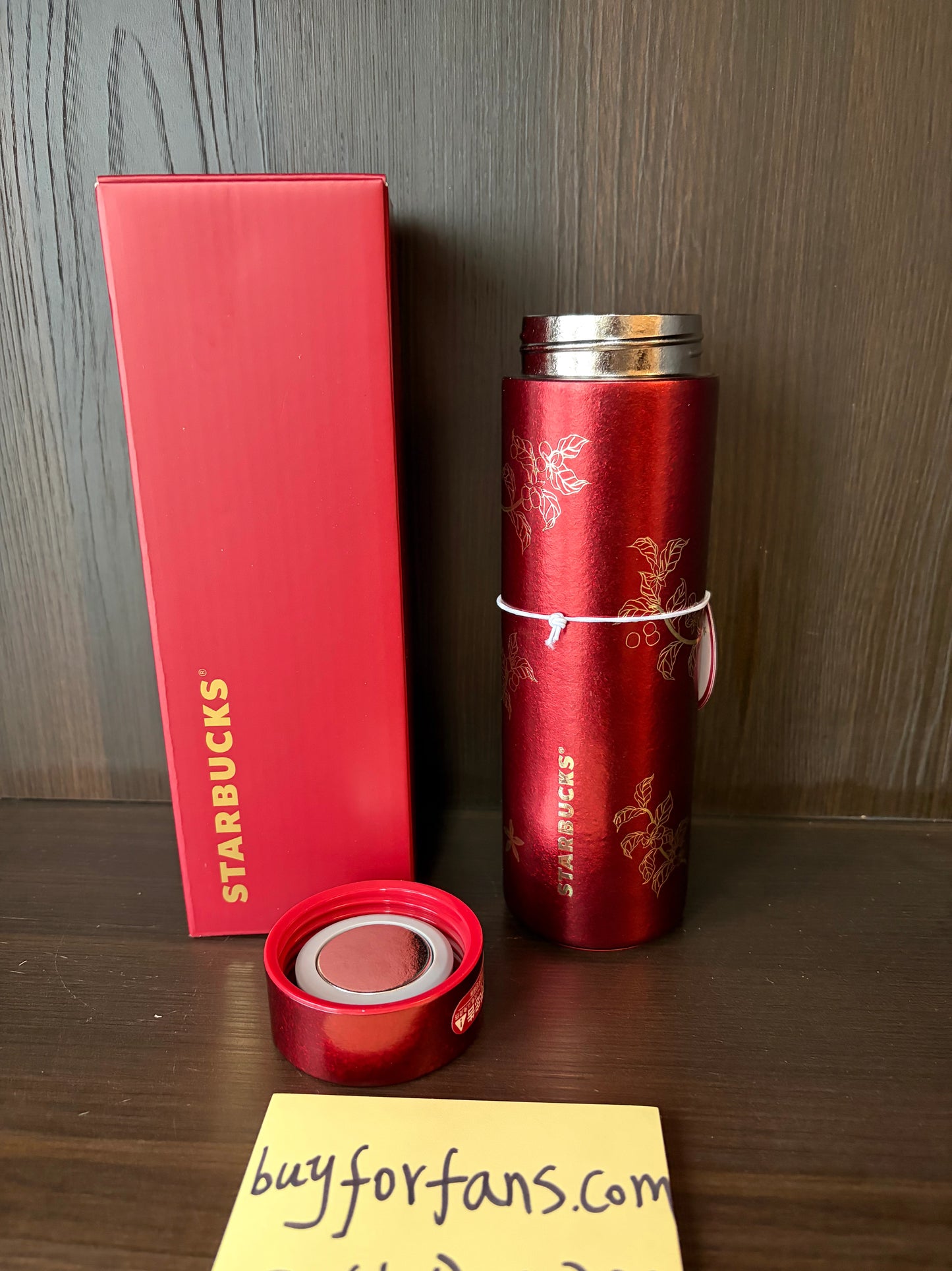 Coffee flower and horse design on Starbucks Lunar New Year titanium cup