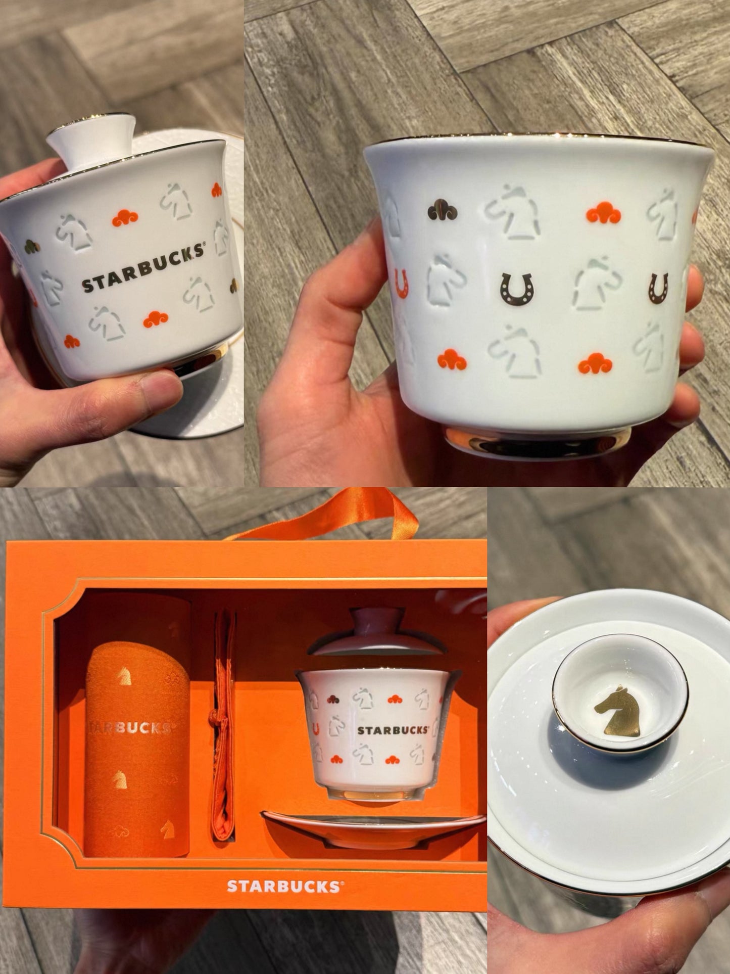 Starbucks Jingdezhen tea cup held in hand