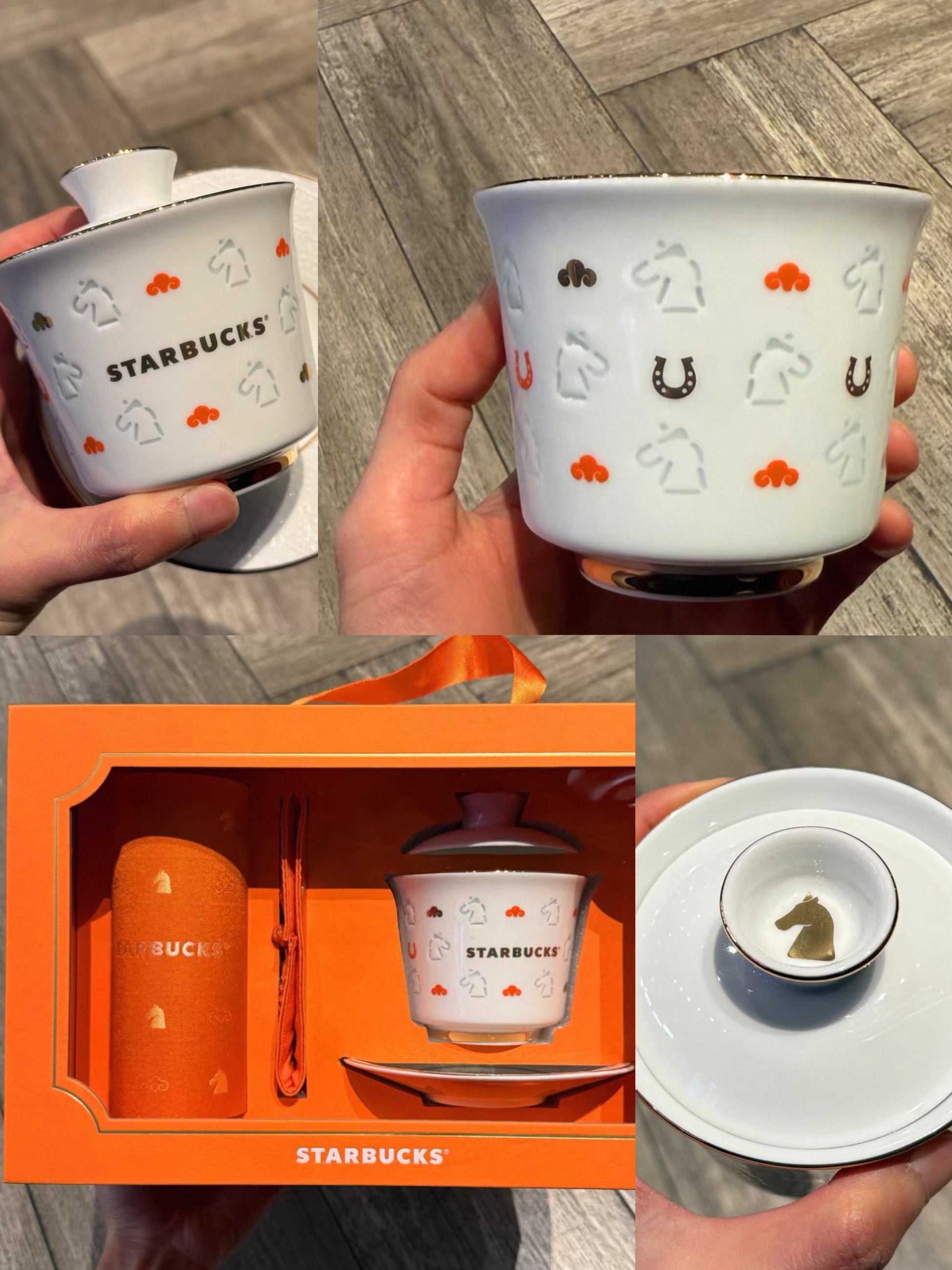 Starbucks Jingdezhen tea cup held in hand