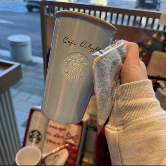 Starbucks Korea 2025 Christmas Blue Mug Coaster Set 473ml on hand