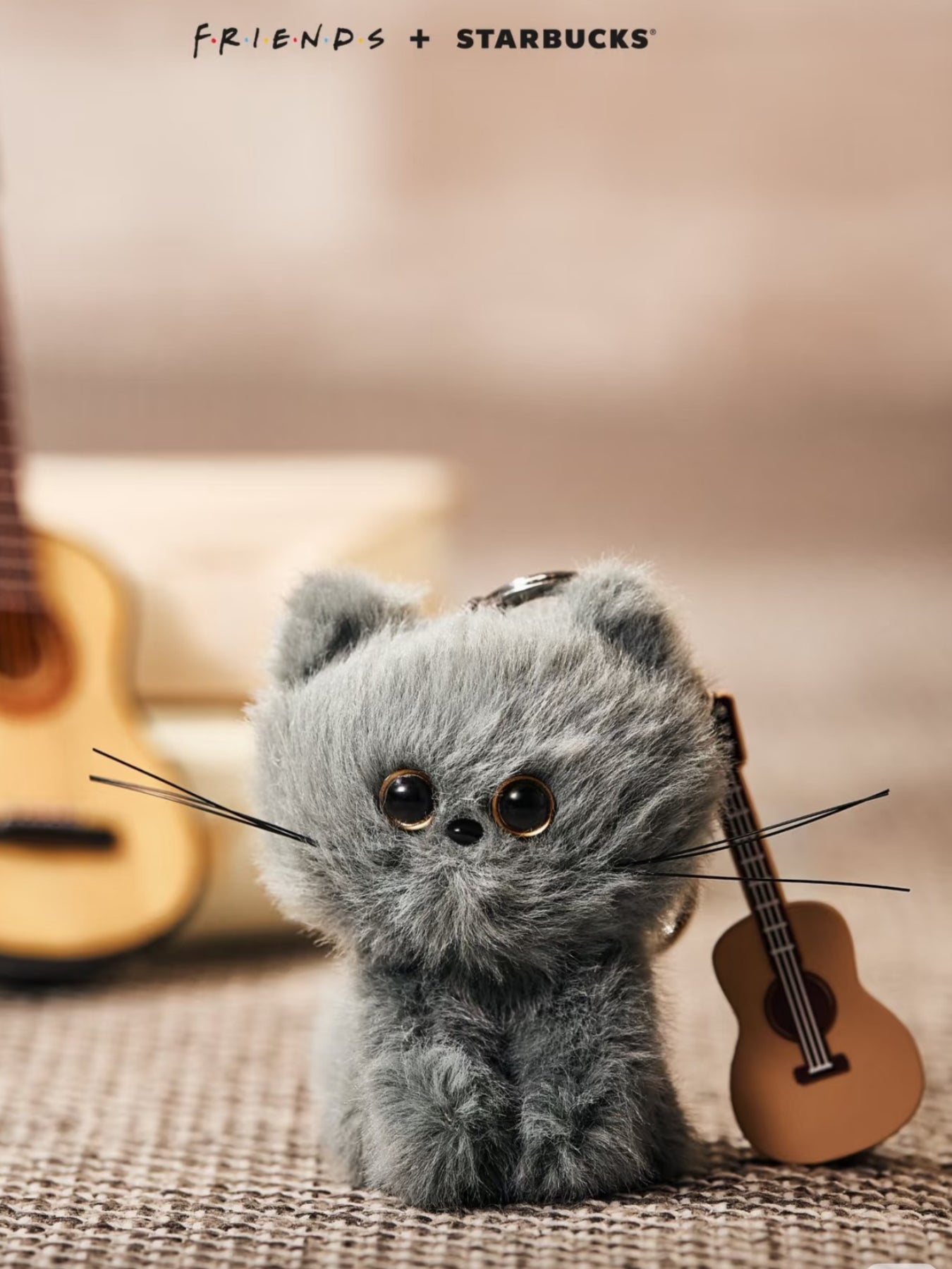 Starbucks Korea+Friends Co-Branded Gray Cat Keychain Ornament Display