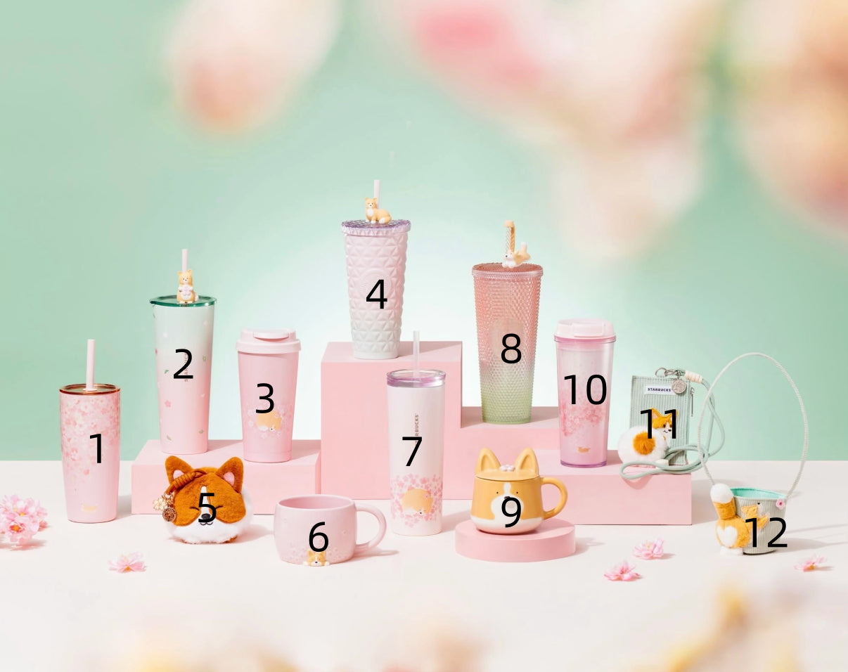 Starbucks Taiwan 2026 Sakura with Corgi Cup Tumblers on sales