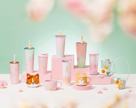 Starbucks Taiwan 2026 Sakura with Corgi Cup Tumblers Free Shipping