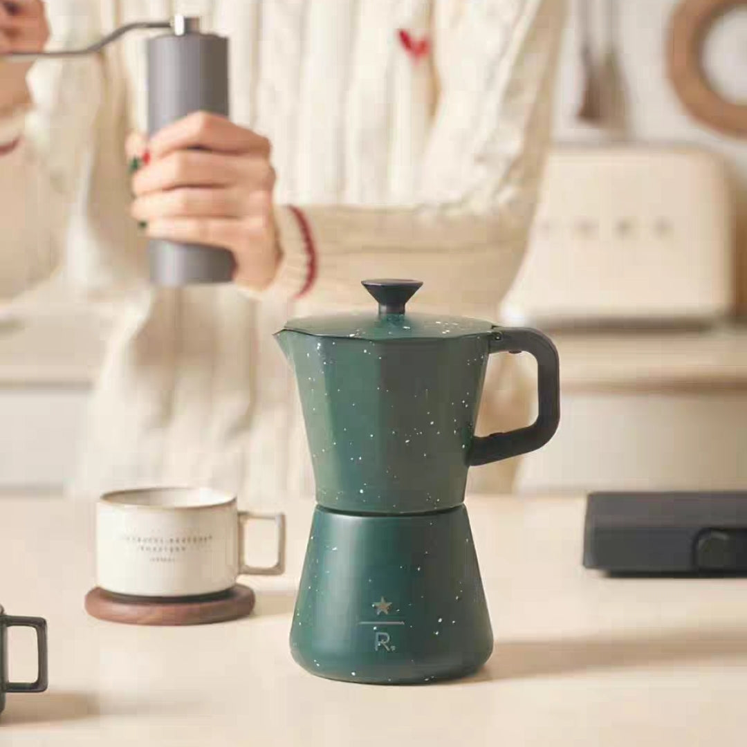 Starbucks with Mirr Green Moka Pot 