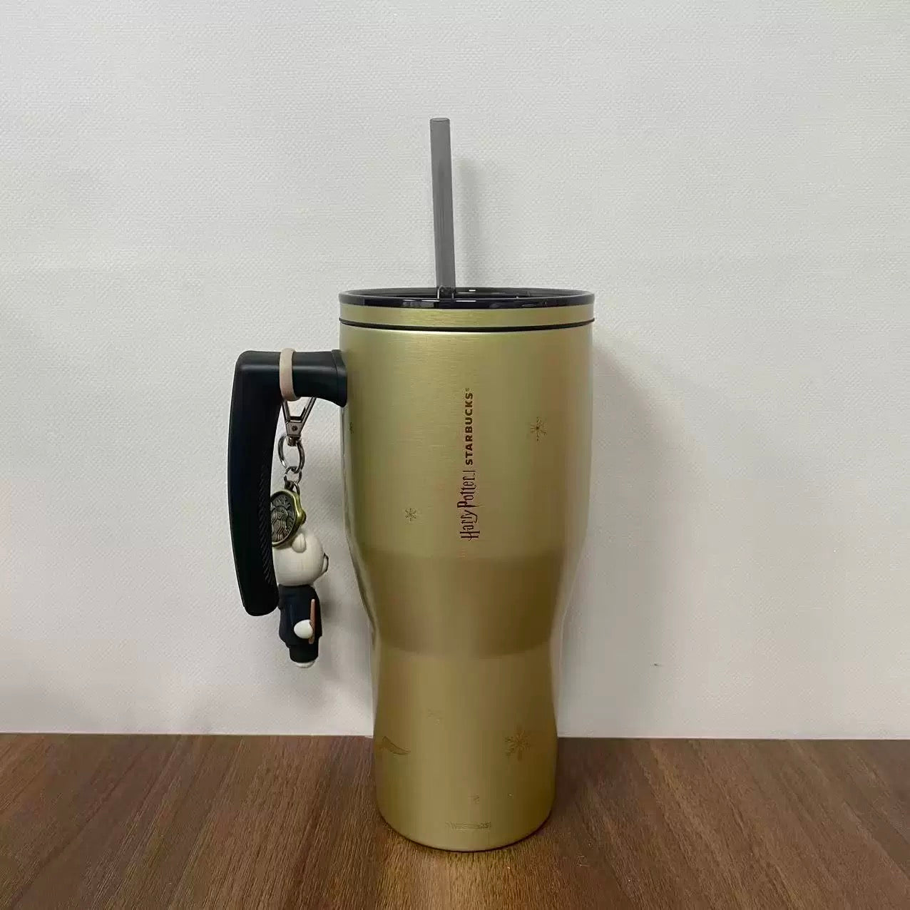 Starbucks x Harry Potter Thermos 880ml Gold SS Straw Cup with Bear Pendant